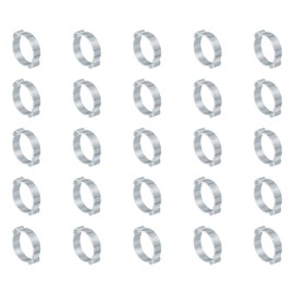 PATIKIL 25 Pack 28-31mm Double Ear Hose Clamp, Galvanized Steel O Clip Crimp Rings for Fuel Petrol Pipe Tube Fitting Connections, Silver Tone
