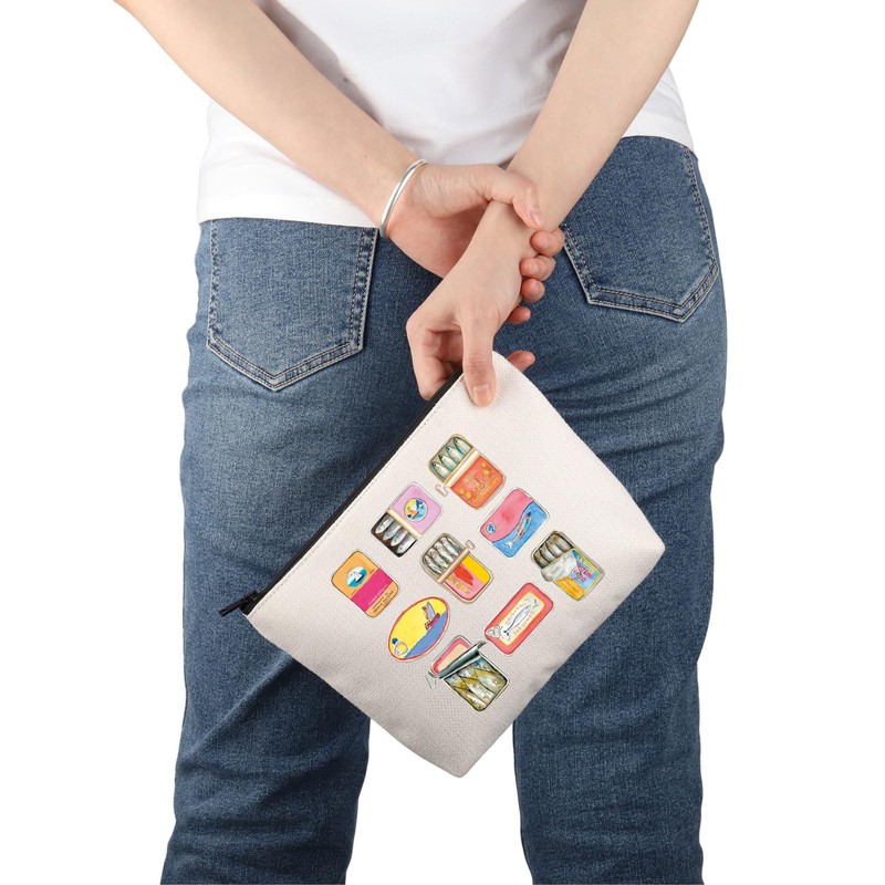 PWHAOO Sardine Lover Gift Tinned Sardines Makeup Bag Sardine Eater