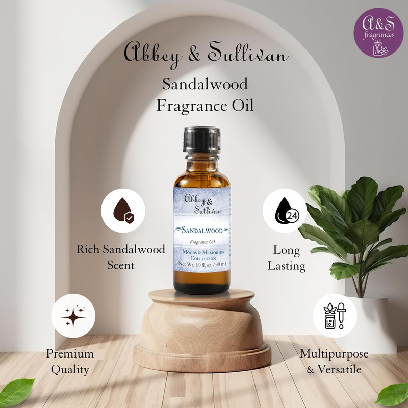 Abbey & Sullivan Fragrance Oil, Sandalwood, 1 oz.