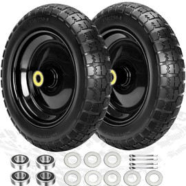 13" Flat Free Wheels Replacement for GOR Garden Cart Tires, 4.00-6 Solid Tires with 5/8"Bearings, 13" No Flat Wheels for GOR Garden Carts/Hand Trucks/Garden Carts