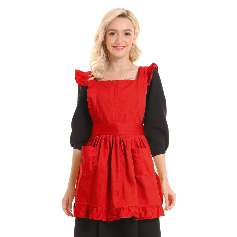LilMents Retro Adjustable Ruffle Apron Kitchen Cooking Baking Cleaning Maid