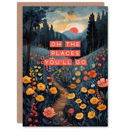 Artery8 Farewell Card Places You Will Go Flower Path Forest Sunrise For Her Gran Sister Niece Daughter Wife Woman Greeting Card
