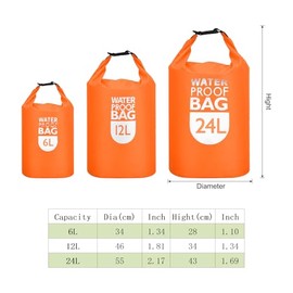 PATIKIL - Bolsa seca impermeable de 12 litros, portátil, bolsa de almacenamiento en seco, ligera, para gimnasio, kayak, senderismo, natación, campamen