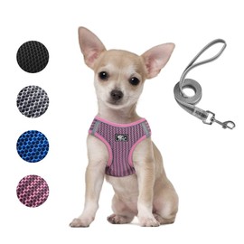 Dog and Cat Universal Harness with Leash - Cat Harness Escape Proof - Adjustable Reflective Step in Dog Harness for Small Dogs Medium Dogs - Soft Mesh Comfort Fit No Pull No Choke