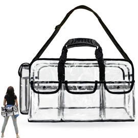Bolsa grande transparente de 20 pulgadas, kit de maquillaje para viajes, bolsa de aseo transparente, bolsa de cosméticos organizadora profesional para maquillaje, juego de artista, trabajo, playa
