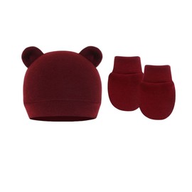 PythJooh Newborn Baby Hats and Mittens Set, Infant Baby Girl Boy 6 PCs Cotton Hospital Nursing Hats with 6 Pairs Anti-Scratch Mittens Set for 0-6Months