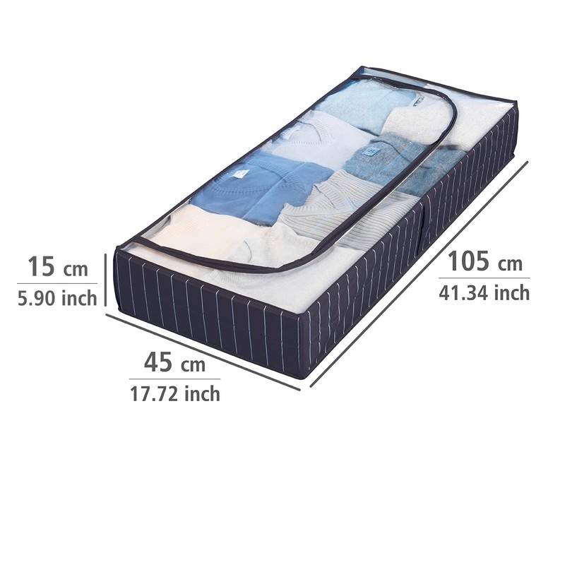 WENKO Unterbettkommode Comfort - Unterbett-Aufbewahrungstasche mit Sichtfenster, Polyethylen-Vinylacetat, 105 x
