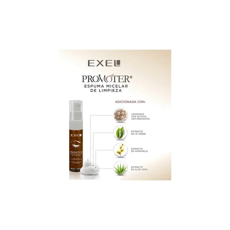 Espuma Micelar de Limpieza Exel Promoter para Ojos y Pestañas