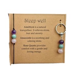 Kysin Chiys Healing Gemstone Bracelet Keychain Emotional Support Gemstone Bracelet & Keychain Set Healing Crystal Bracelet for Anxiety Ideal Gift for Friend Lover (sleep well), Medium