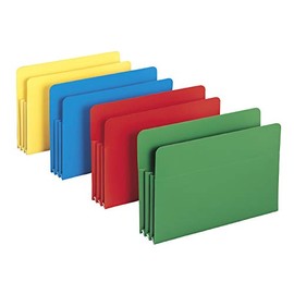 Smead Poly File Pocket, Straight-Cut Tab, 3-1/2" Expansion, Legal Size, Assorted Colors, 4 per Box (73550)