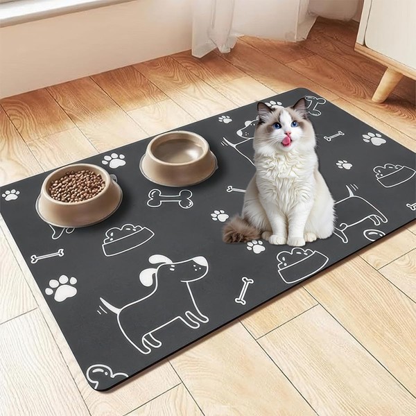 Futter Matte Katzenfutter, 30x50cm rutschfeste Futternapf Unterlage für Haustier, Saugfähige