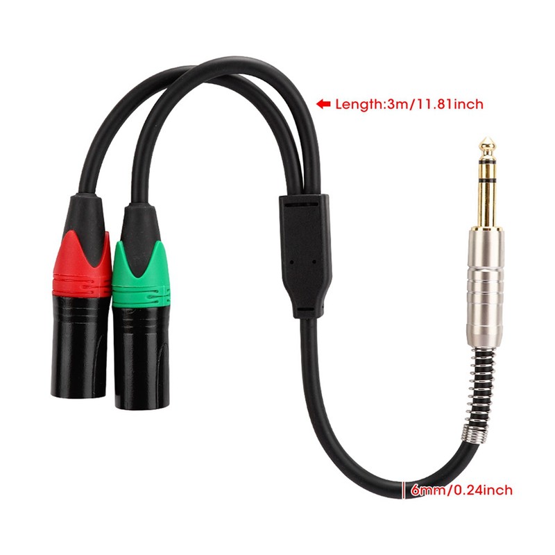 0.3M 24AWG Pure Copper Double Shield 6.35 Male to Double
