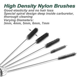 Carburetors Carbon Dirt Jet Remove Cleaning Tool Kit, 13 Wires Set + 10 Cleaning Needles + 5 Nylon Brushes Cleaner for Welder Carb Chainsaw Spray Guns Torch Tips Firing Hole Stove Burner Holes