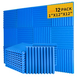 Saiqiang 12 Pack Acoustic Foam Panels 1" x 12"x 12" Soundproof Panels Black Sound Insulation for Wall Absorbing Fire Resistant Acoustic Dampening Wedges Home Office