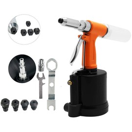 VOTOER Pneumatic Rivet Gun Hydraulic Air Riveter Tool Labor Saving Rivet Riveting Nut Nail Insert Hand Tool Set, 1/4-inch 3/16-inch 5/32-inch 1/8-inch 3/32-inch Nosepieces