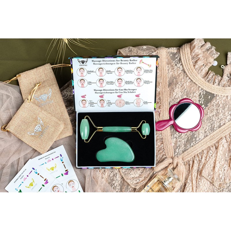 Crystali Gua Sha Set - Anti-Ageing Face Massage Roller and