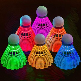 YeahBoom LED Badminton Balls, LED Nylon Sports Badminton, 6 Pieces LED Shuttlecocks, Luminous Shuttlecocks, LED Badminton Set Children, for Indoor/Outdoor Sports Activities