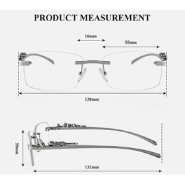 Rimless Rectangle Silver Clear Eye Glasses Men's Fashion Eyewear Hip Hop Gafas