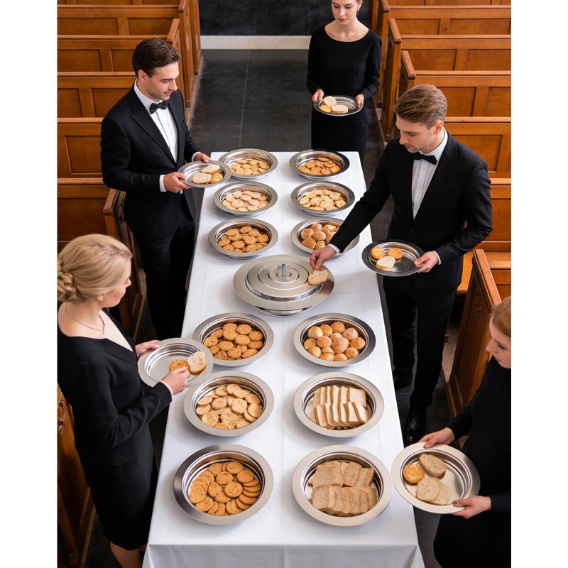 1PC Holy Communion Tray for Churches with Lid, Stainless Steel
