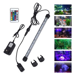 MQ 8-36 in Submersible LED Aquarium Light, Color Changing Fish Tank Light with Remote Control, IP68 Crystal Glass LED Lights Bar, for Fish Tank 10-45 inch