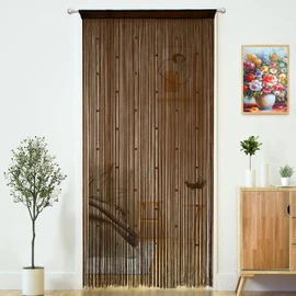 YaoYue Beaded Curtain Door String Curtains for Doorways Tassels Beads Hanging Fringe Hippie Window Hallway Entrance Wall Closet Bedroom Privacy Decor (Dark Brown, 39" W x 110" L (Pack of 1))