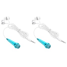 MECCANIXITY 2Pcs Mini Microphone Tiny Microphone Portable Microphone Mini Mic with Earphone for Singing Voice Recording Video for Phone Computer Notebook Light Blue