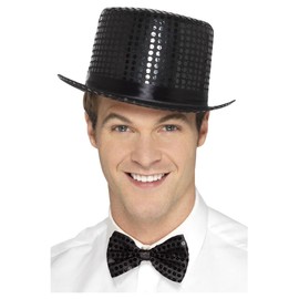 Smiffys 48260 Sequin Top Hat (One Size),Black
