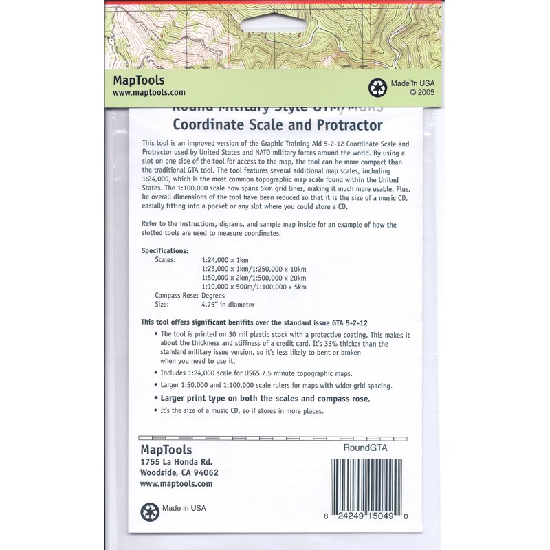 MapTools Round Military Coordinate Scale and Protractor