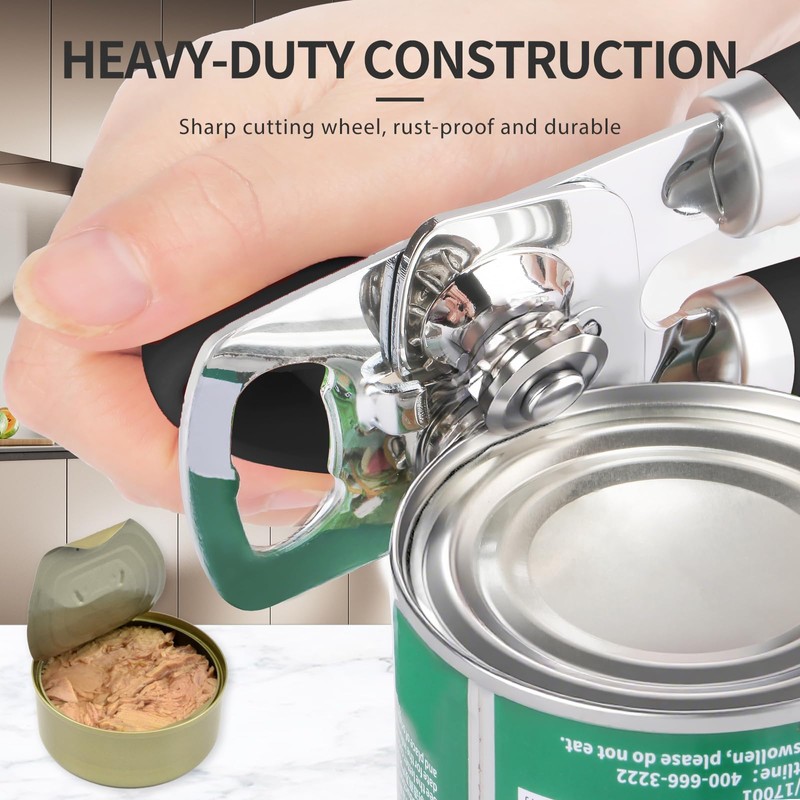 Safring Can Opener Manual, Heavy Duty Stainless Steel Smooth Edge