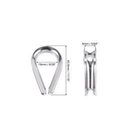 PATIKIL M8 316 Stainless Steel Thimble for 5/16" Dia Wire Rope Cable, 4 Pack 8mm Thimbles Rigging for Lifting Hanging Securing