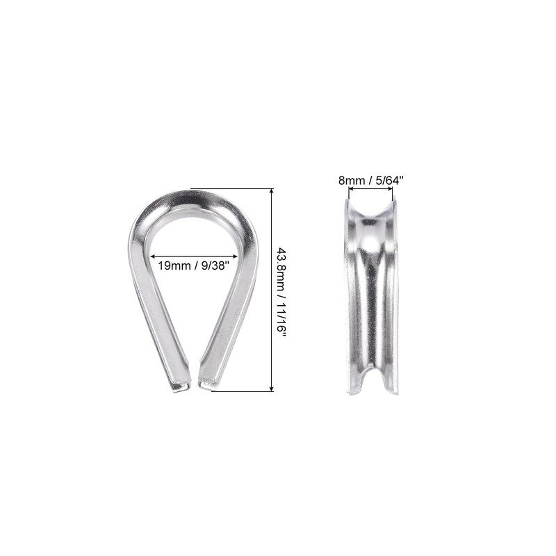 PATIKIL M8 316 Stainless Steel Thimble for 5/16" Dia Wire