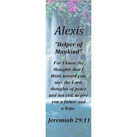 Alexis "Helper of Mankind" Keepsake Name Meaning Bookmark with Verse & Tassel