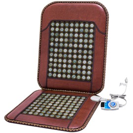 Infrared Heating Pad, Far Infrared Natural Jade Heating Pad, Auto Shut Off, Adjustable Temperature, Gifts for Women/Men/Dad/Mom (Brown, jadeseatback)