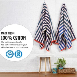 Ambra Linens 500 GSM Highly Absorbent Bath Towels Set, 100% Cotton, Soft and Plush, All Seasons Use, Extra Large, Cabana Style, Best for Pool, Beach, Spa, Gym