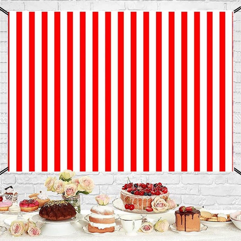 7x5ft Red and White Striped Backdrop Movie Themed Red Striped