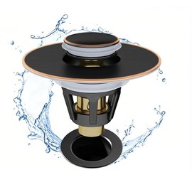 Fransiton Bathroom Sink Stopper, 1.1-1.77 Inch Basin Pop Up Sink Drain Stopper, Anti Clogging Drain Plug with Detachable Hair Catcher, Dark Bronze