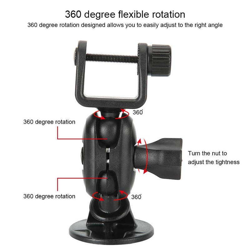Bewinner Universal Dashcam Mount, 360 Degree Adjustable Dashcam Suction Cup