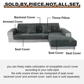 vctops Sherpa Fleece Sofa Couch Covers Super Soft Warm Plush Sectional Couch Cover Luxury Fuzzy Furry Non Slip Sofa Slipcover Furniture Protector (Dark Grey,28"x70")