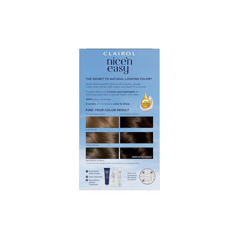 Clairol Nice 'n Easy Permanent Hair Color, 3 Brown Black,
