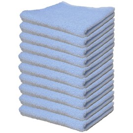 [Bulk Purchase Set] 100% Cotton Face Towels, Set of 10, Blue, 13.8 x 31.5 inches (35 x 80 cm)