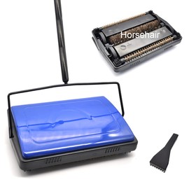 EZ SPARES Quiet Carpet Sweeper, Floor Sweeper with Horsehair Roller Brush Strong,Suitable for Carpet Cleaning Power,Bristle Sweeper,Great for House,Office,Kitchen,Carpet(Blue)