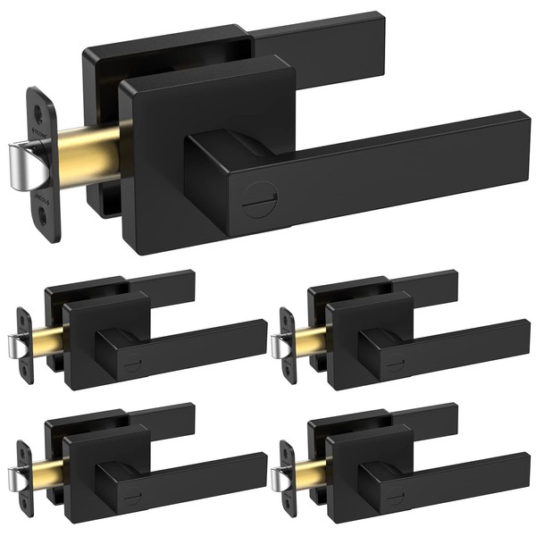 TICONN TICONN Matte Black Door Handle Heavy Duty, Reversible Square