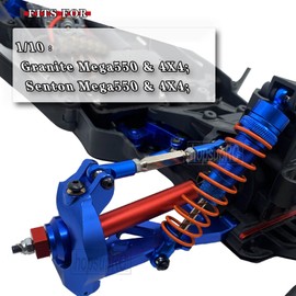 HopsupRC Upgrades Part for 1/10 Senton/Granite MEGA550 4X4,Alloy Adjustable Turnbuckles Camber Links & Steering Bellcranks Drag Link with Ball Bearings & Suspension Link Pivot Ball Set,Navy Blue