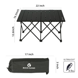 ROCK CLOUD Portable Camping Table Ultralight Aluminum Camp Table Folding Beach Table for Camping Hiking Backpacking Outdoor Picnic, Double Frame
