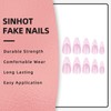 SINHOT Stiletto Press on Nails Long Fake Nails Pink Acrylic