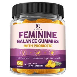 Feminine Balance Probiotic Gummies for Women – Support pH Balance, Freshness & Digestive Health – with Pineapple, Slippery Elm, Cranberry, D-Mannose & Vitamin C – Vegan, Gluten-Free, 60 Ct