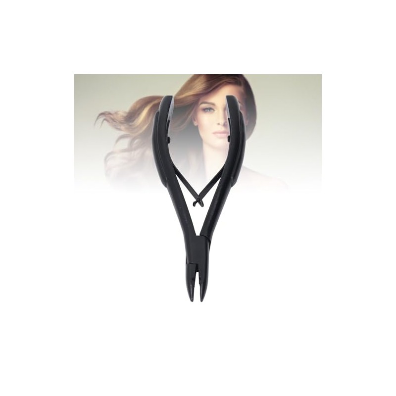 Alicates para Extensiones de Cabello Negro, Pinzas de Acero Inoxidable