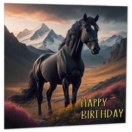 Horse Birthday Card Horses Design Greeting Card 145 x 145mm
