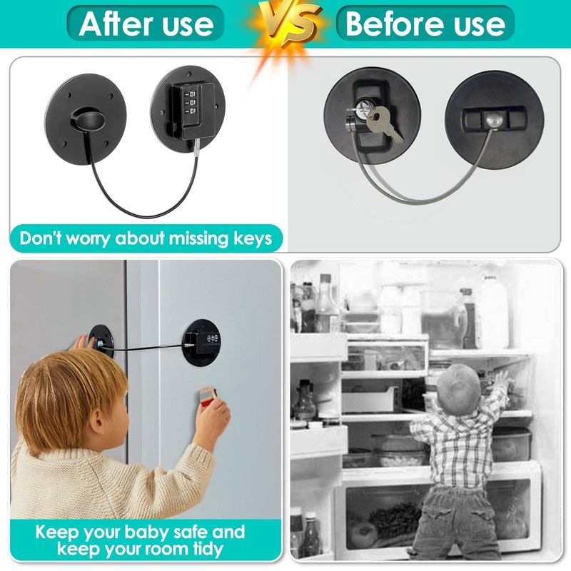 Pack of 2 Fridge Lock No Drilling Fridge Lock with