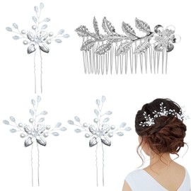 3 pieces leaf hair pins and 1 piece leaf hair comb, elee hair accessories, bridal hair accessories, hairstyle decorations.